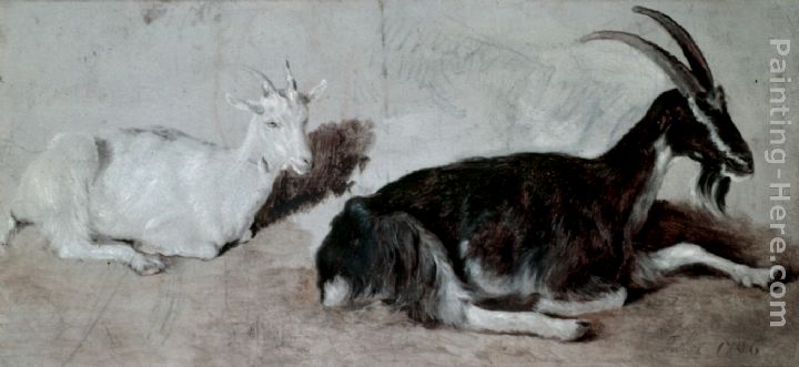 Two Goats painting - Jacques-Laurent Agasse Two Goats art painting